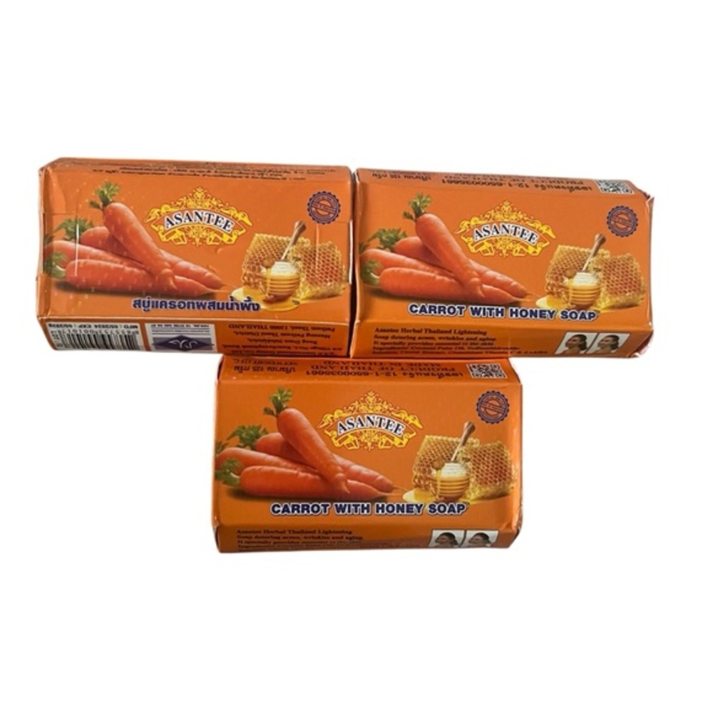 Asantee Papaya & Honey Soap Bar, Vitamin C, E, Q10 | Pack of 3, 125g